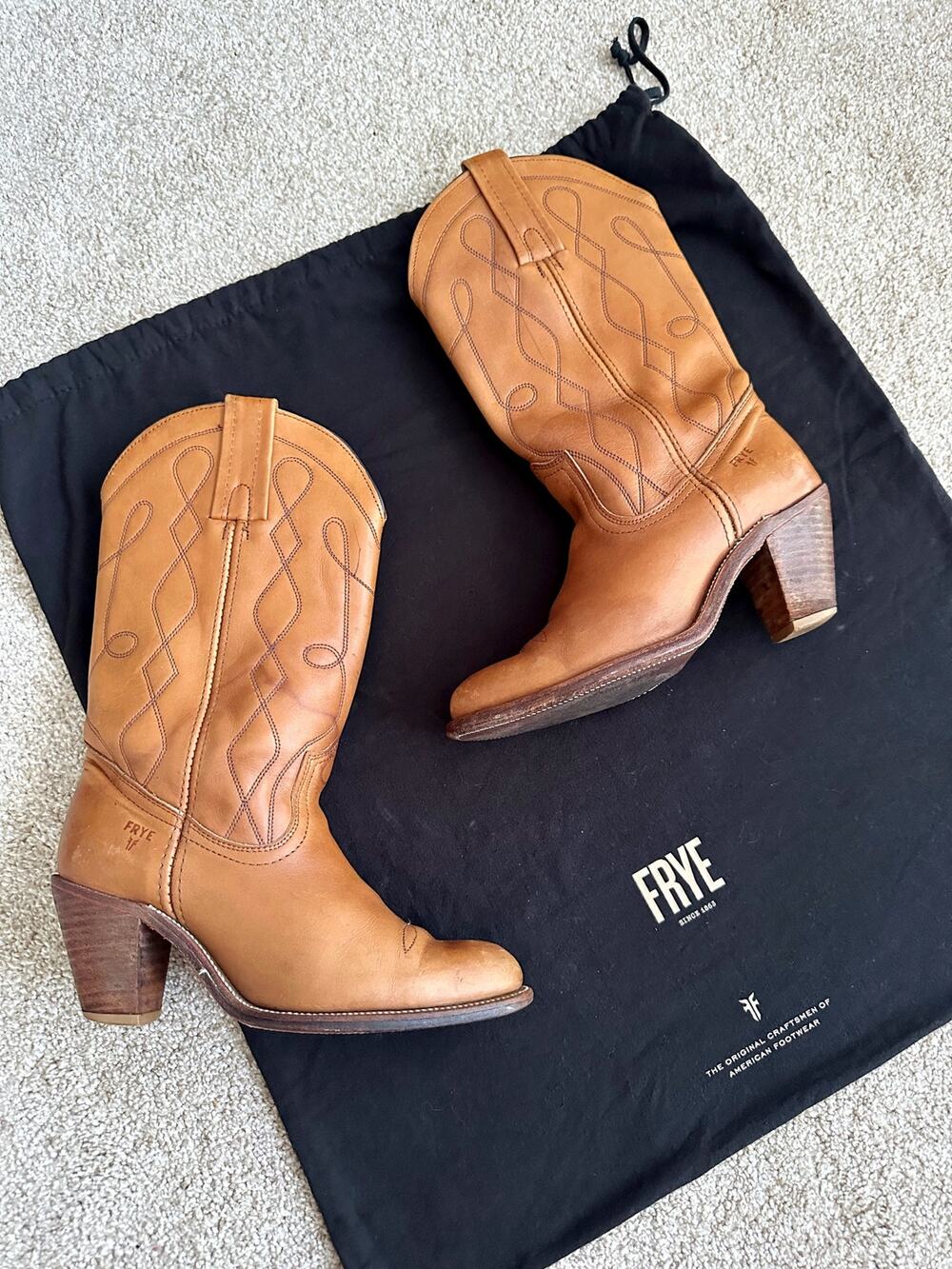 Frye Vintage 90s Western Embroidered Cowboy Boots Size 8